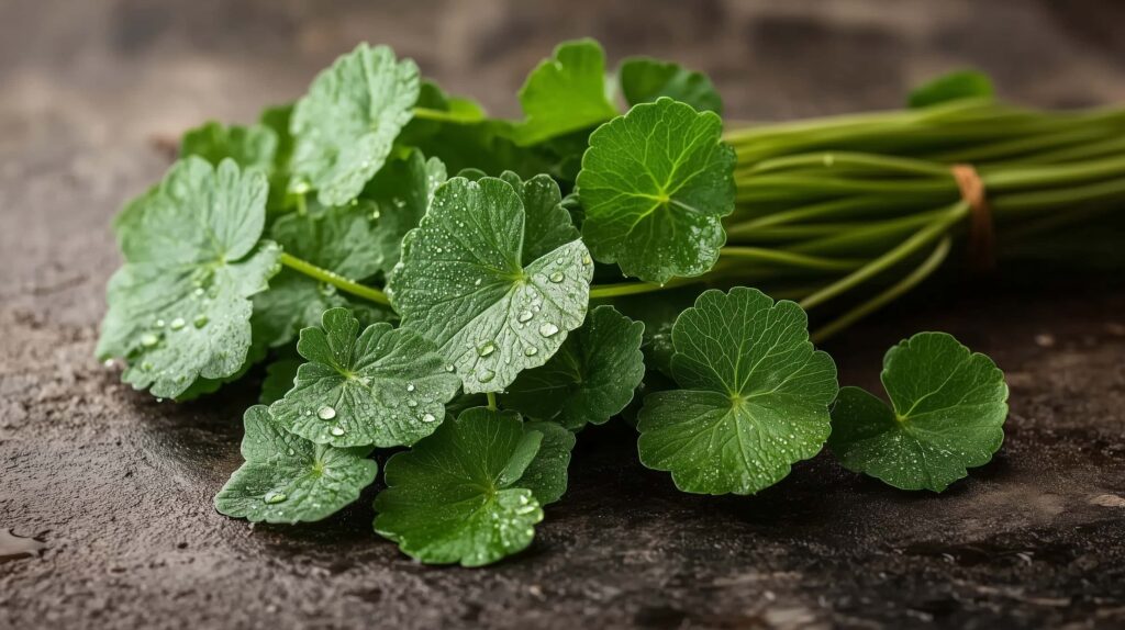 7 Hidden Gems: Roots & Herbs for Stressed Skin 2 fresh_Gotu_Kola_leaves